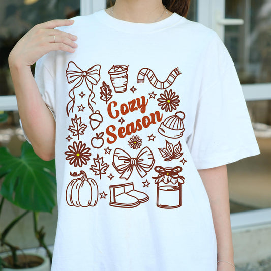 Cozy Season Shirt, Cute Fall T-Shirt, Autumn Cozy Tee, Pumpkin Spice Shirt, Cute Coffee Shirt, Fall Fashion Gift, Autumn Aesthetic