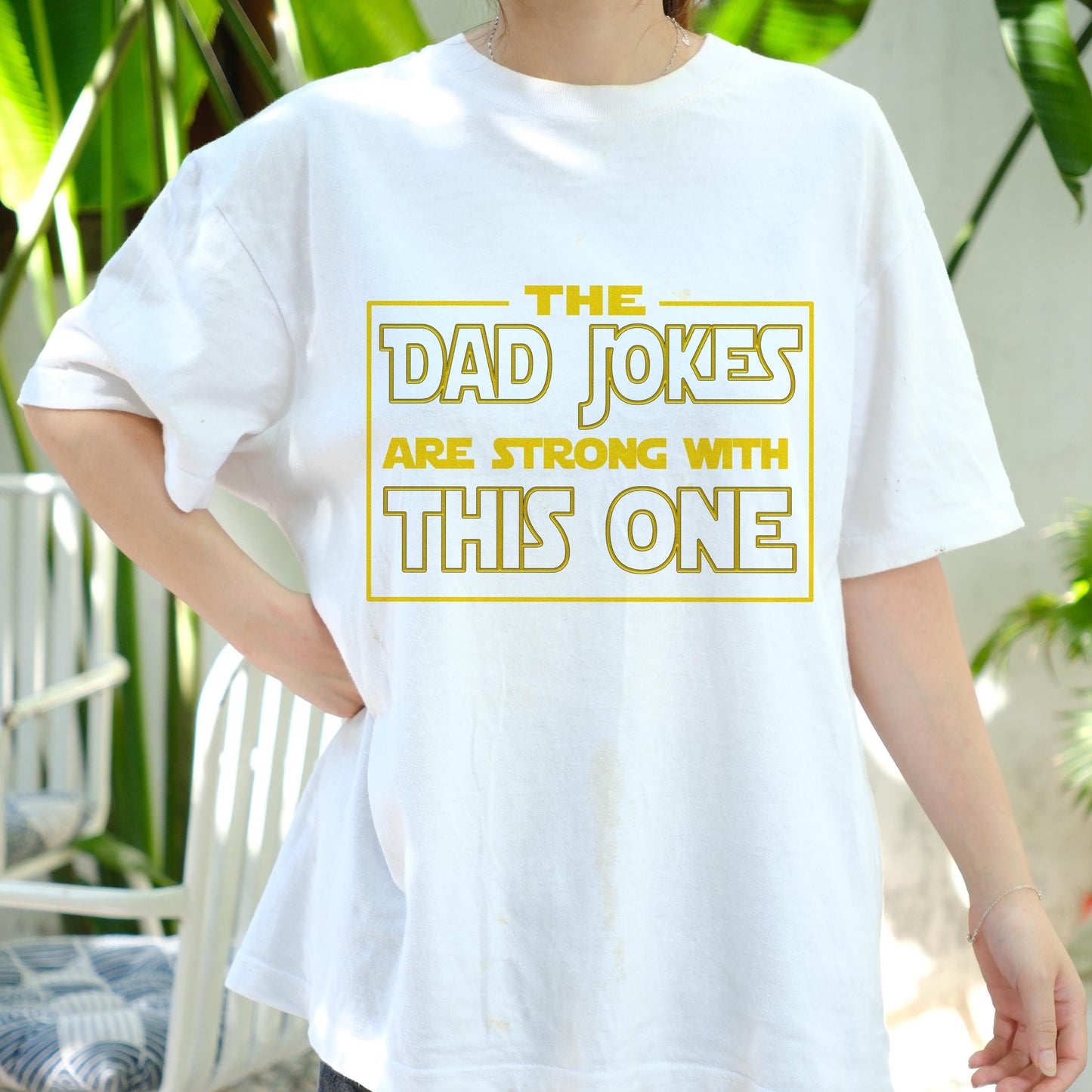 Dad Jokes Are Strong With This One Shirt, Funny Sci-Fi Themed Dad Tee, Nerdy Father’s Day Gift, Geeky Star Pun T-Shirt for Him