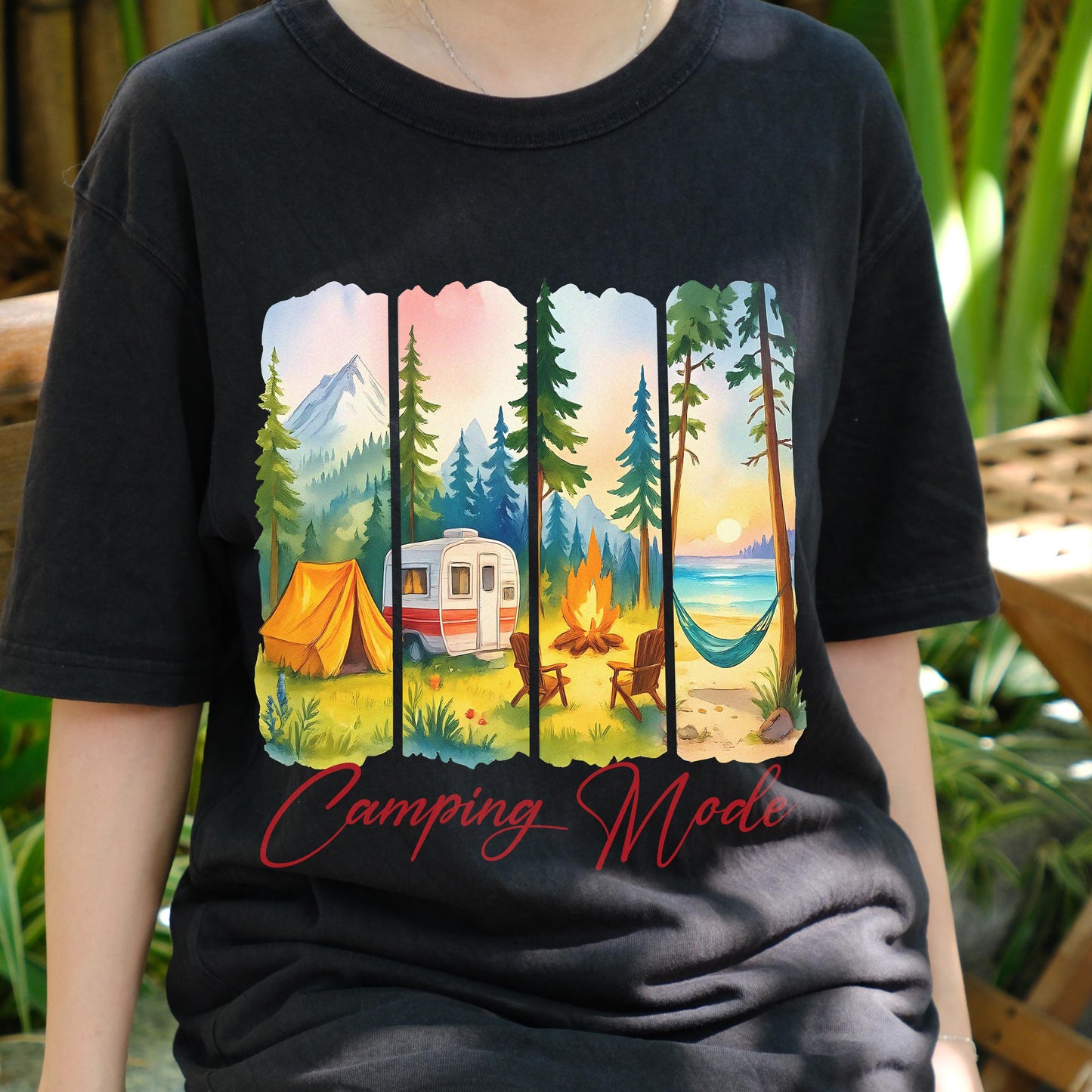 Camping Mode Shirt, Camper T-Shirt, Outdoor Hiking Tee, Nature Lover Top, Adventure Graphic Tee, Summer Camping Gift