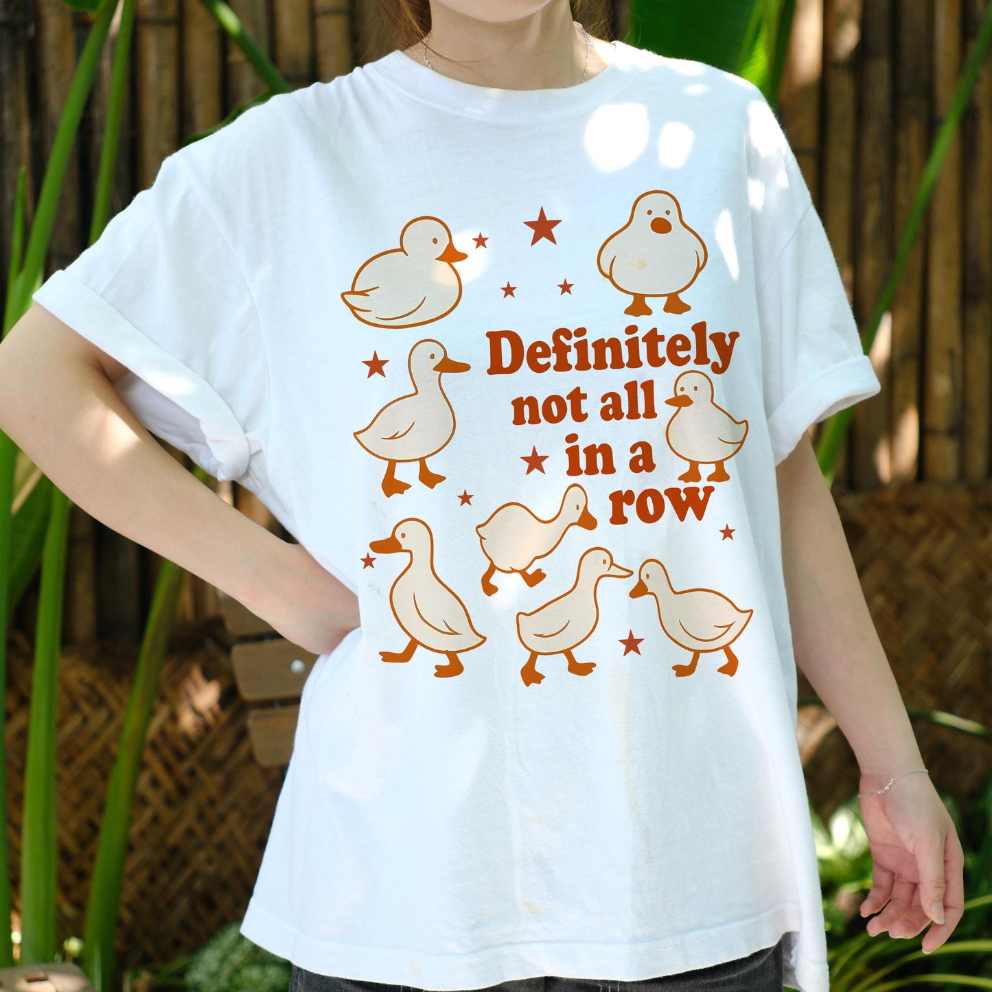 Definitely Not All in a Row Shirt, Funny Duck Chaos Tee, Quirky Mental Health Humor T-Shirt, Cute Animal Graphic Tee, Unisex Gift