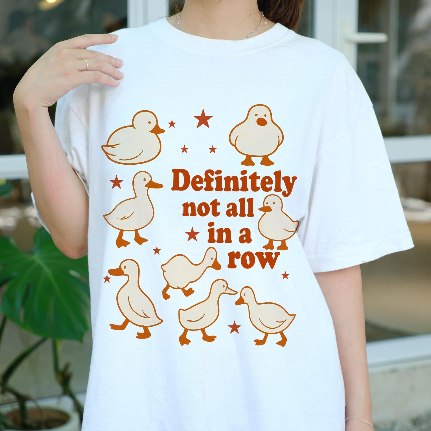 Definitely Not All in a Row Shirt, Funny Duck Chaos Tee, Quirky Mental Health Humor T-Shirt, Cute Animal Graphic Tee, Unisex Gift