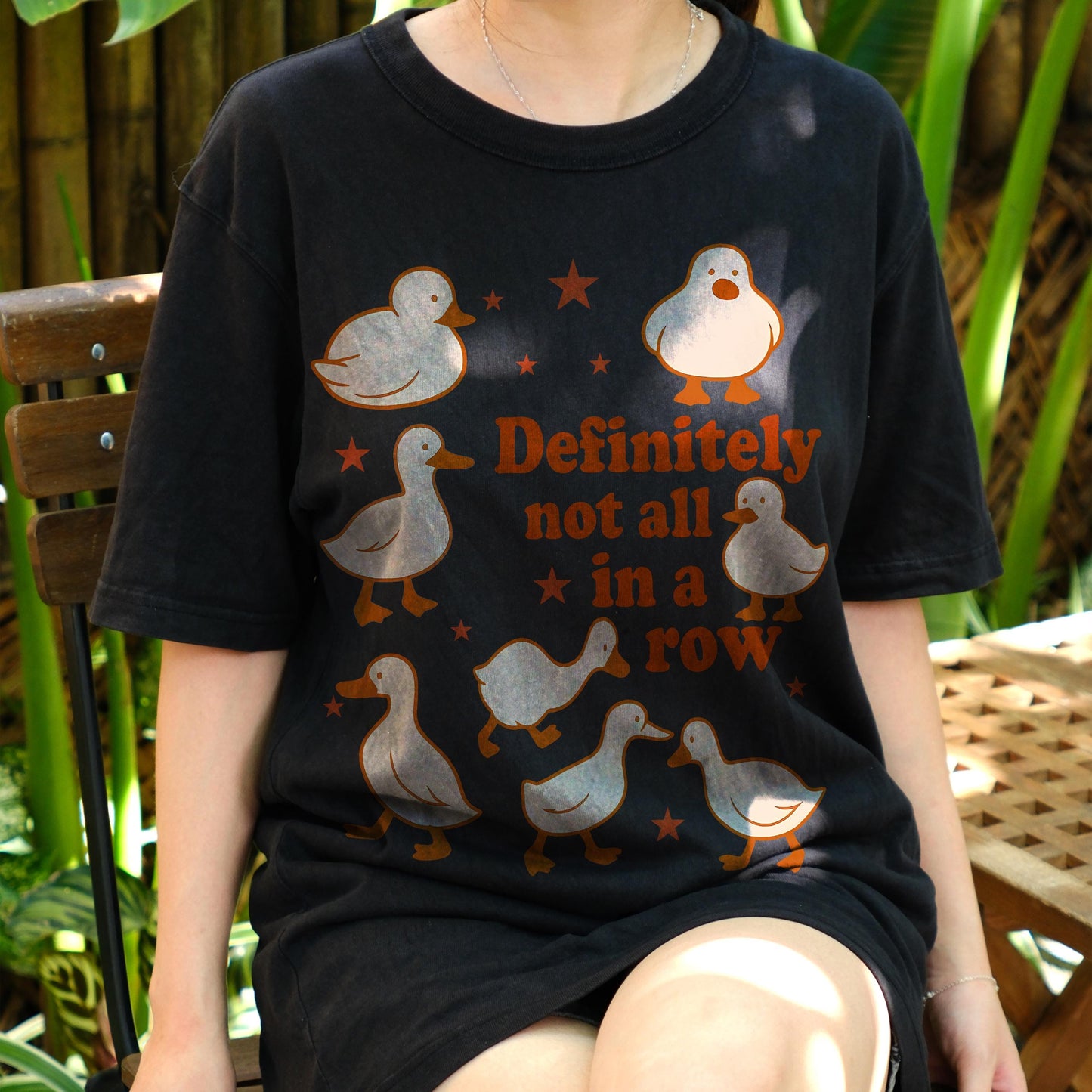 Definitely Not All in a Row Shirt, Funny Duck Chaos Tee, Quirky Mental Health Humor T-Shirt, Cute Animal Graphic Tee, Unisex Gift