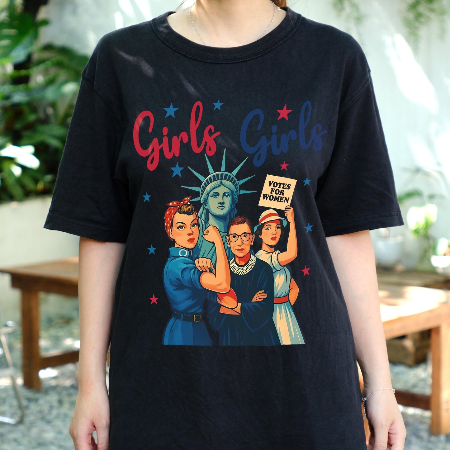 Girls Will Be Girls Shirt, Feminist Patriotic Tee, Women's Rights T-Shirt, 4th of July Equality Shirt, Empowerment Vote Graphic Top