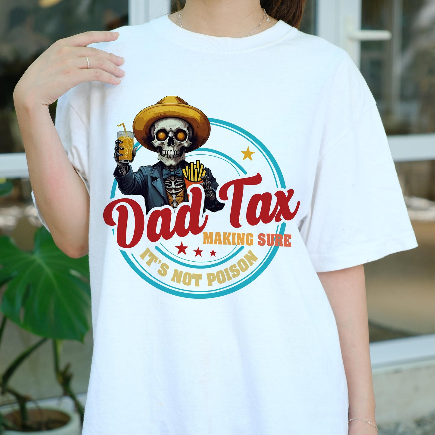 Dad Tax Shirt Funny Skeleton Tee, Making Sure It’s Not Poison, Food Snacking Dad T-Shirt, Father’s Day Gift, Cool Skull Dad Humor Tee