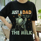 Just a Dad Who Came Back With the Milk Shirt, Funny Skeleton Dad Tee, Father’s Day Humor T-Shirt, Cool Retro Dad Joke Gift Idea
