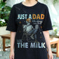Just a Dad Who Came Back With the Milk Shirt, Funny Skeleton Dad Tee, Father’s Day Humor T-Shirt, Cool Retro Dad Joke Gift Idea