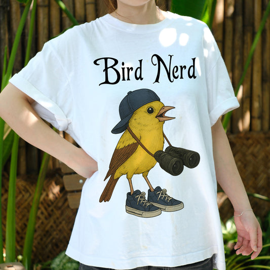 Bird Nerd Shirt, Funny Birdwatcher Tee with Cute Cartoon Bird, Birder Gift T-Shirt, Nature Lover Outfit, Ornithology Geek Graphic Tee