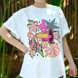 Cheerleader T-Shirt, Retro Cheer Squad Shirt, Pink Pom Pom Tee, Cute Spirit Wear, Cheer Mom Gift, Cheerleading Graphic Top