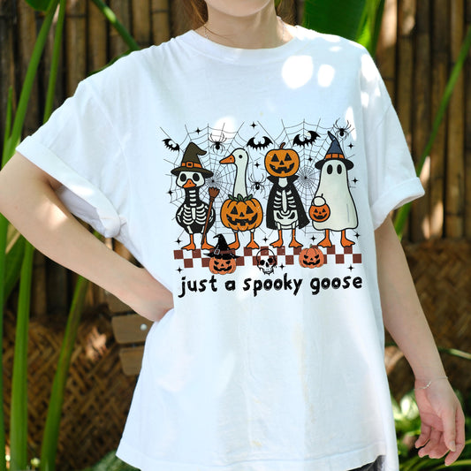 Spooky Goose Halloween Shirt, Funny Goose Costume Tee, Cute Goose Skeleton Pumpkin T-Shirt, Fall Ghost Goose Top, Goose Lover Gift