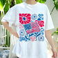 Patriotic Flower Flag Shirt, 4th of July Tee, American Flag Floral T-Shirt, Independence Day Top, USA Summer Shirt, Memorial Day Gift