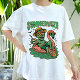 Summerween Shirt, Funny Halloween in Summer Tee, Zombie Pool Float T-Shirt, Spooky Beach Vibes Unisex Graphic Tee, Creepy Cute Top