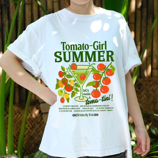 Tomato Girl Summer Shirt, Toma-tini Cocktail Tee, Retro Tomato Garden Aesthetic T-Shirt, Farmer’s Market Trendy Summer Top