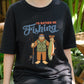 I'd Rather Be Fishing Bigfoot Shirt, Funny Fisherman Tee for Men, Sasquatch Holding Fish Graphic T-shirt, Outdoors Lake Fishing Gift