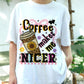 Coffee Makes Me Nicer Shirt, Funny Coffee Lover Tee, Sunflower Leopard Print Shirt, Cute Barista Graphic T-Shirt, Caffeine Tee