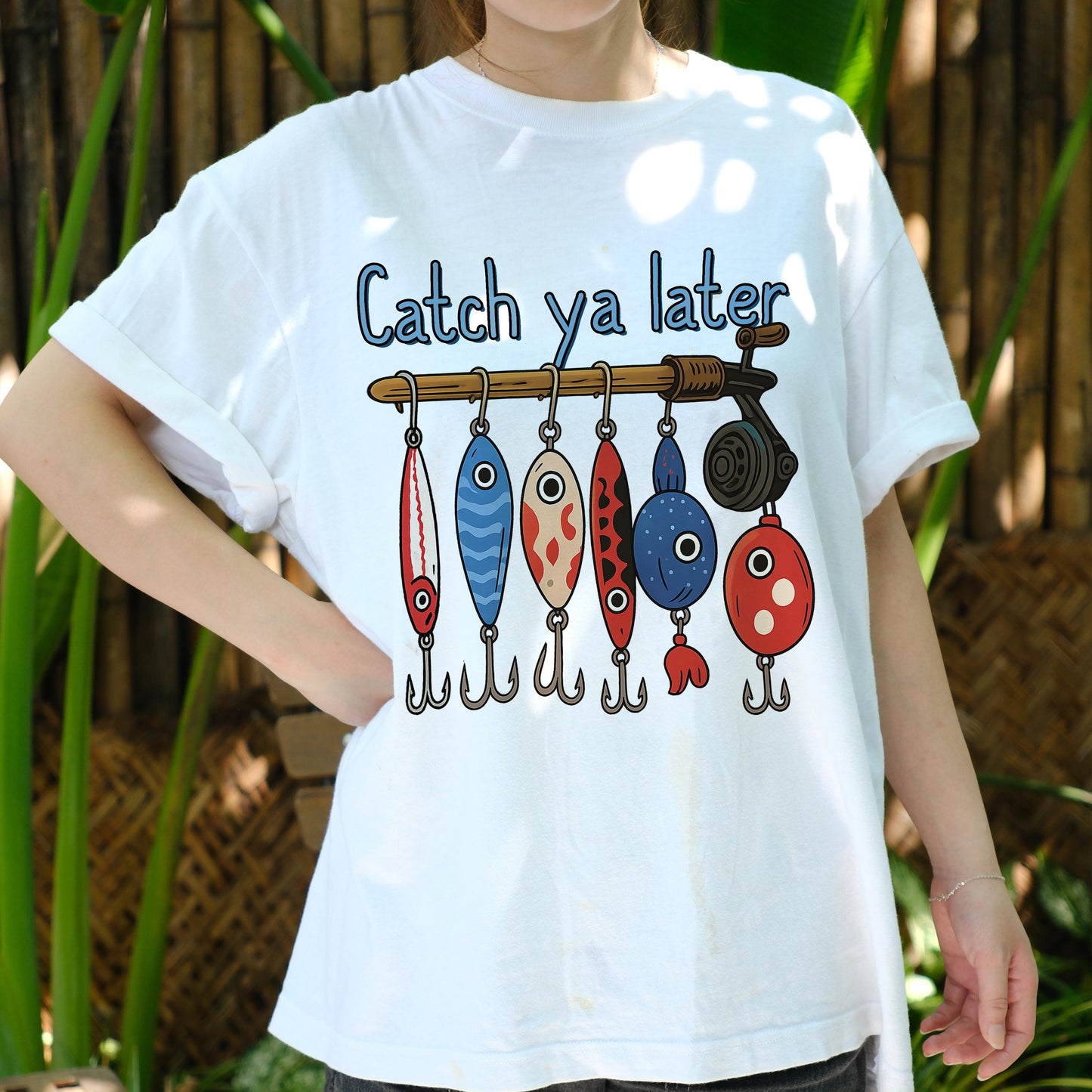 Catch Ya Later Fishing Shirt, Funny Lure Tee for Fishermen, Cartoon Hook Shirt, Fisherman Dad Gift, Outdoor Lake Trip T-Shirt for Him