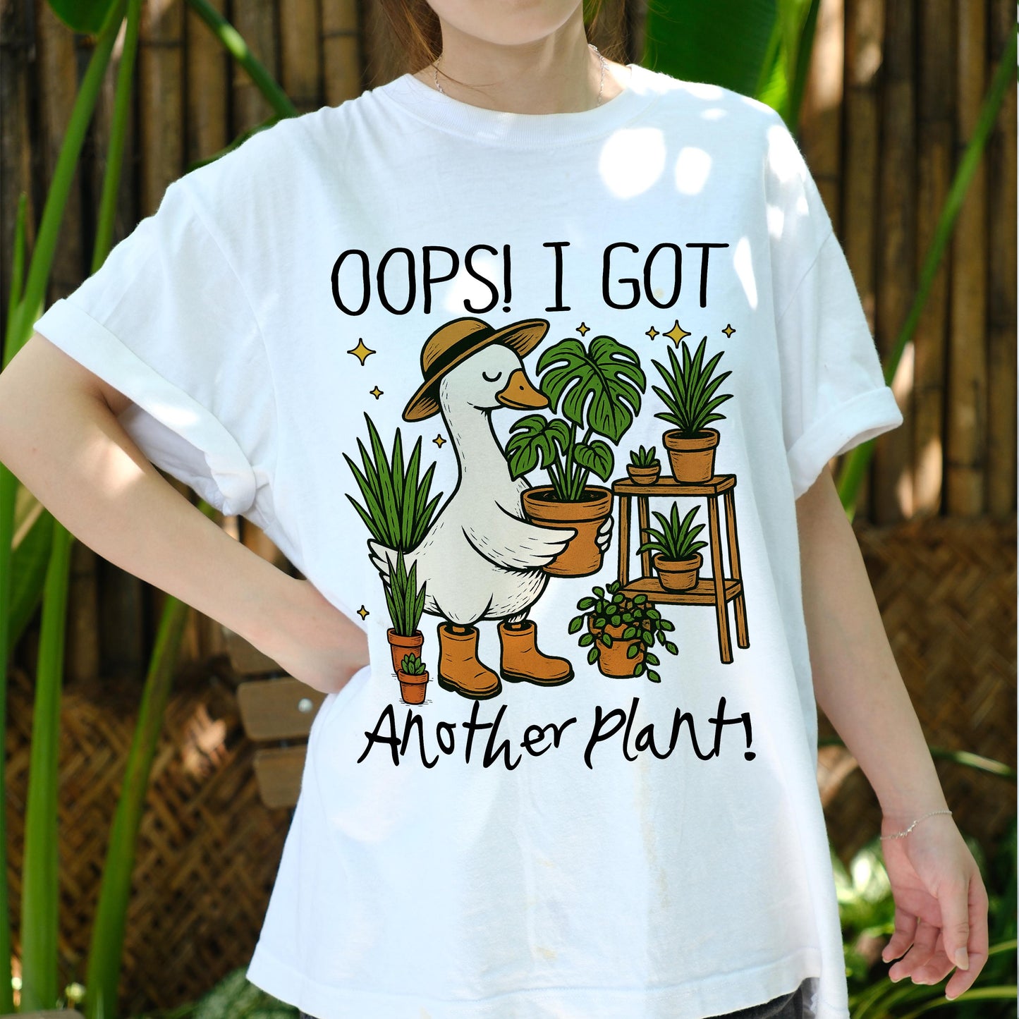 Oops I Got Another Plant Shirt, Funny Goose Plant Lover Tee, Indoor Gardening T-Shirt, Cute Monstera Gift for Plant Moms & Dads