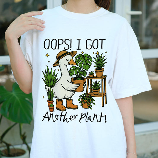 Oops I Got Another Plant Shirt, Funny Goose Plant Lover Tee, Indoor Gardening T-Shirt, Cute Monstera Gift for Plant Moms & Dads