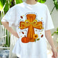 Fall For Jesus Shirt, He Never Leaves Tee, Christian Cross Pumpkin T-Shirt, Autumn Faith Top, Religious Fall Graphic Tee