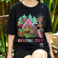 Camping Crew Shirt for Girls, Cute Tent Fire Lantern BBQ Camping T-Shirt, Friends Fun Camp Graphic Tee, Outdoors Summer Camp Shirt