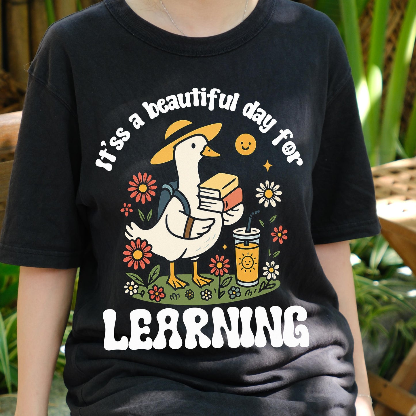 Cute Duck Back to School Shirt, It's a Beautiful Day for Learning Teacher Tee, Student Gift Shirt, First Day of School Graphic Tee