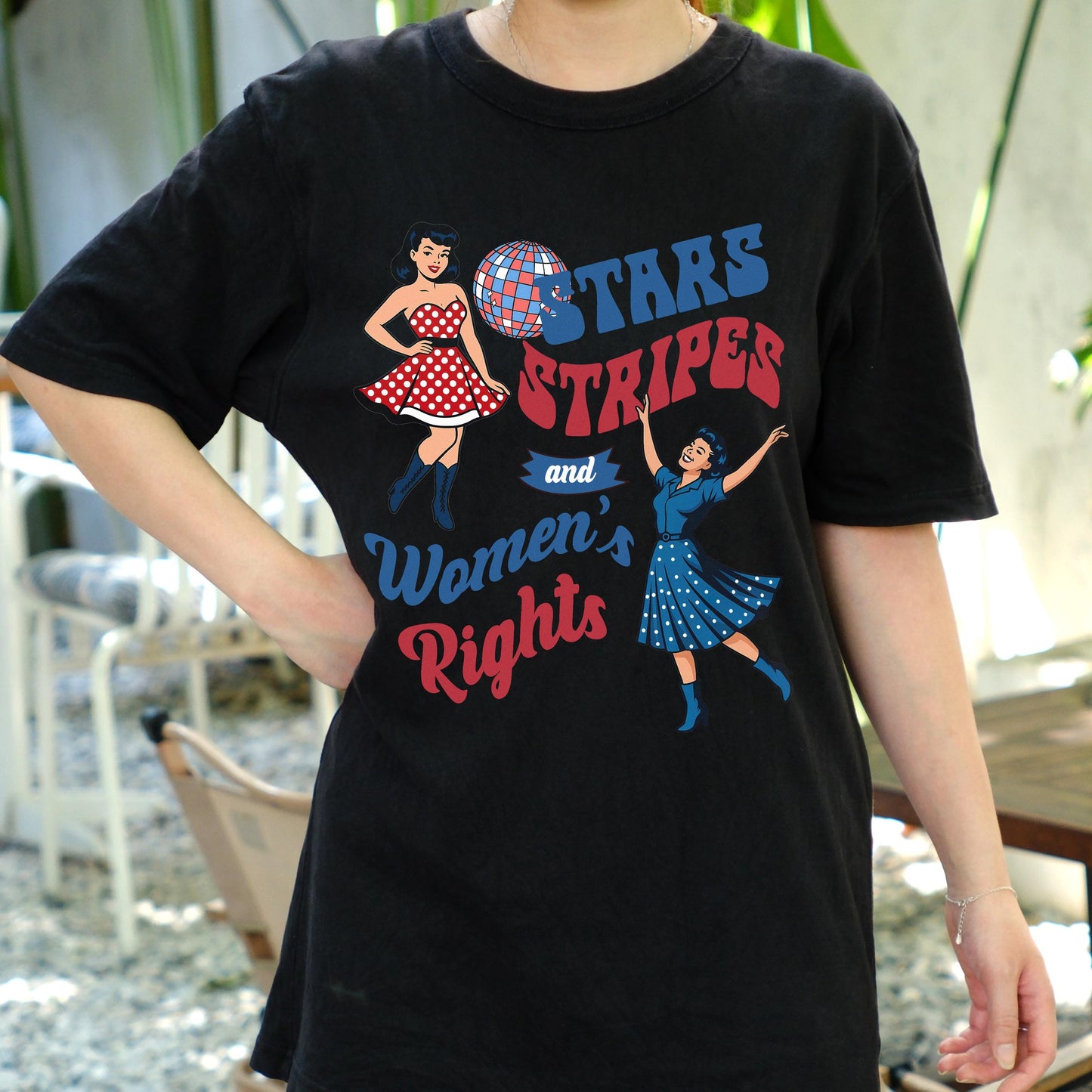 Stars Stripes and Women's Rights Shirt, Retro Feminist Tee, 4th of July Vintage Girl Power Shirt, Independence Day Equality T-Shirt