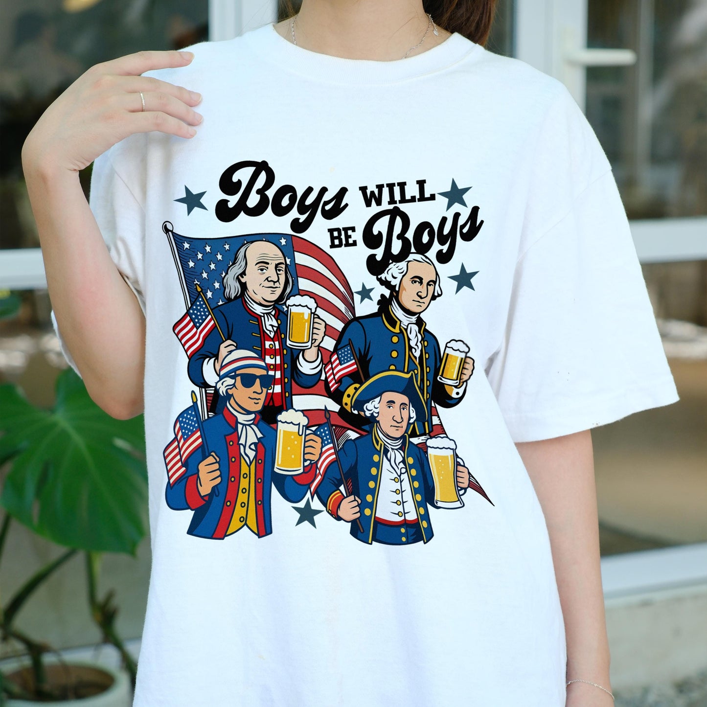 Boys Will Be Boys Founding Fathers Shirt, 4th of July Beer Tee, Funny Patriotic American History Shirt, USA Independence Day