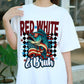 Red White & Bruh Fishing Shirt, 4th of July Patriotic Bass Tee, American Flag Sunglasses Fish Shirt, Funny USA Independence Day Gift