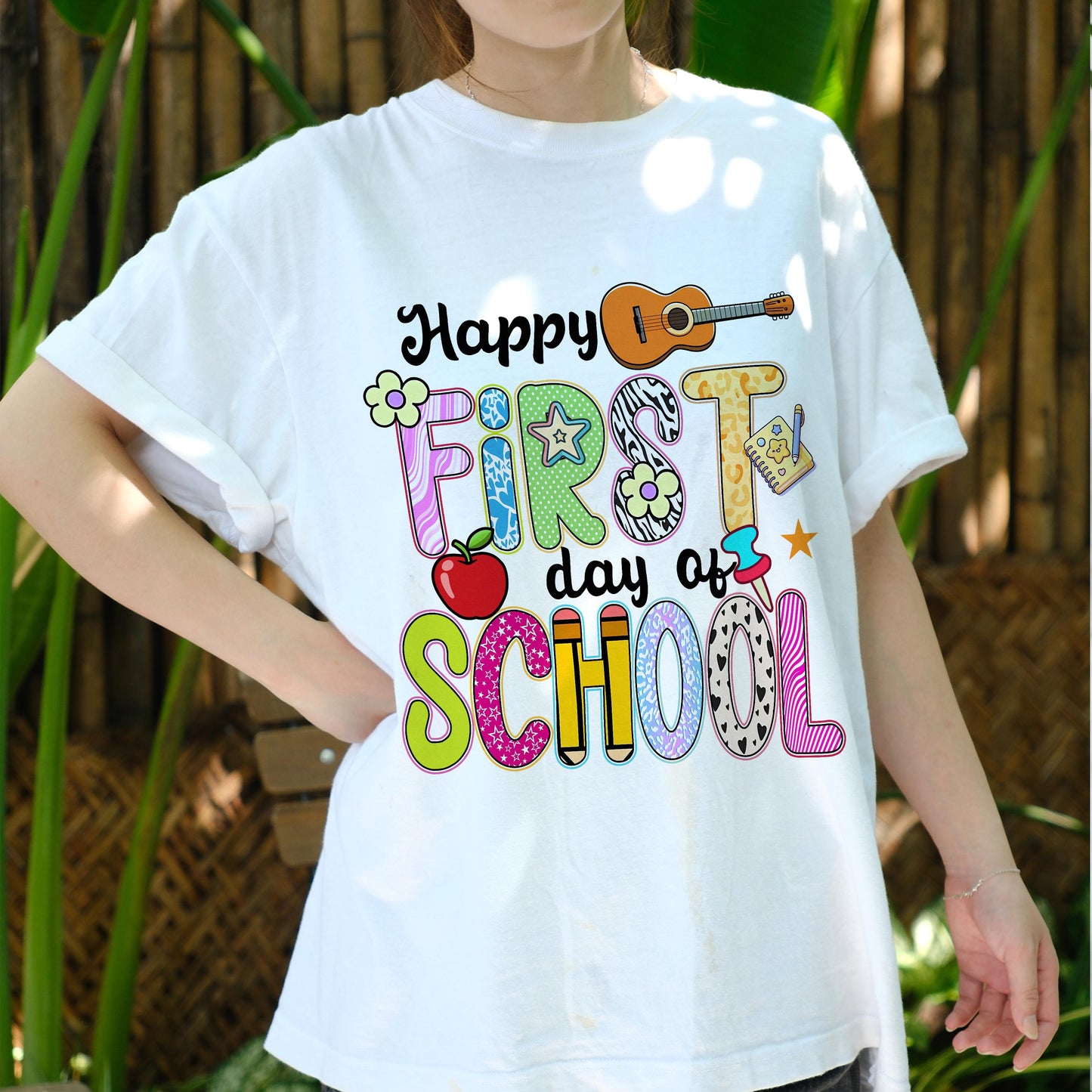 Happy First Day of School Shirt, Back to School T-Shirt for Teachers Kids Students, Cute Colorful School Graphic Tee, First Day Gift