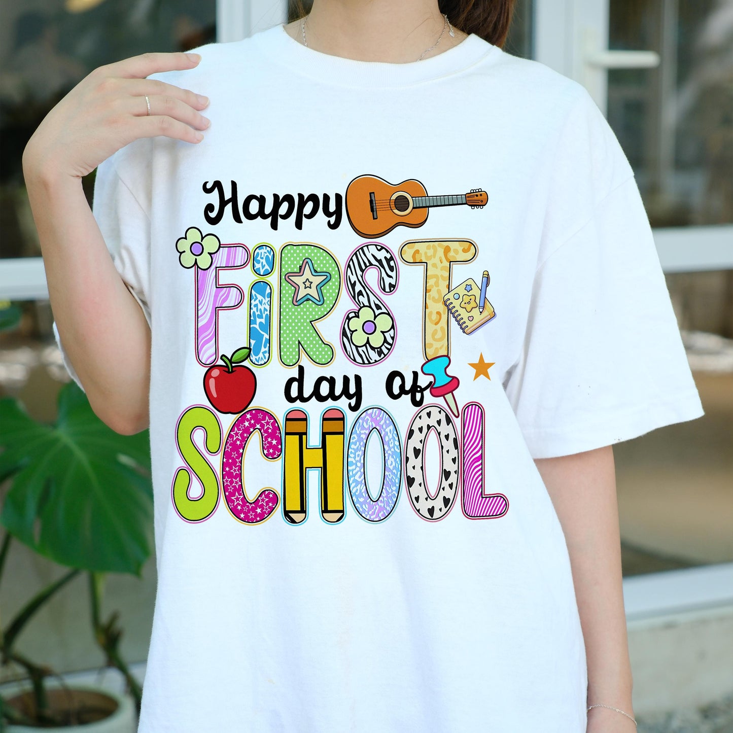 Happy First Day of School Shirt, Back to School T-Shirt for Teachers Kids Students, Cute Colorful School Graphic Tee, First Day Gift