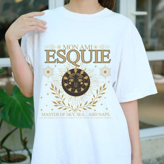 Mon Ami Esquie Shirt, Celestial Funny Sun Face Tee, Mystic Nap Lover Graphic T-Shirt, Retro Starry Boho Shirt, Cosmic Vibes Gift Tee