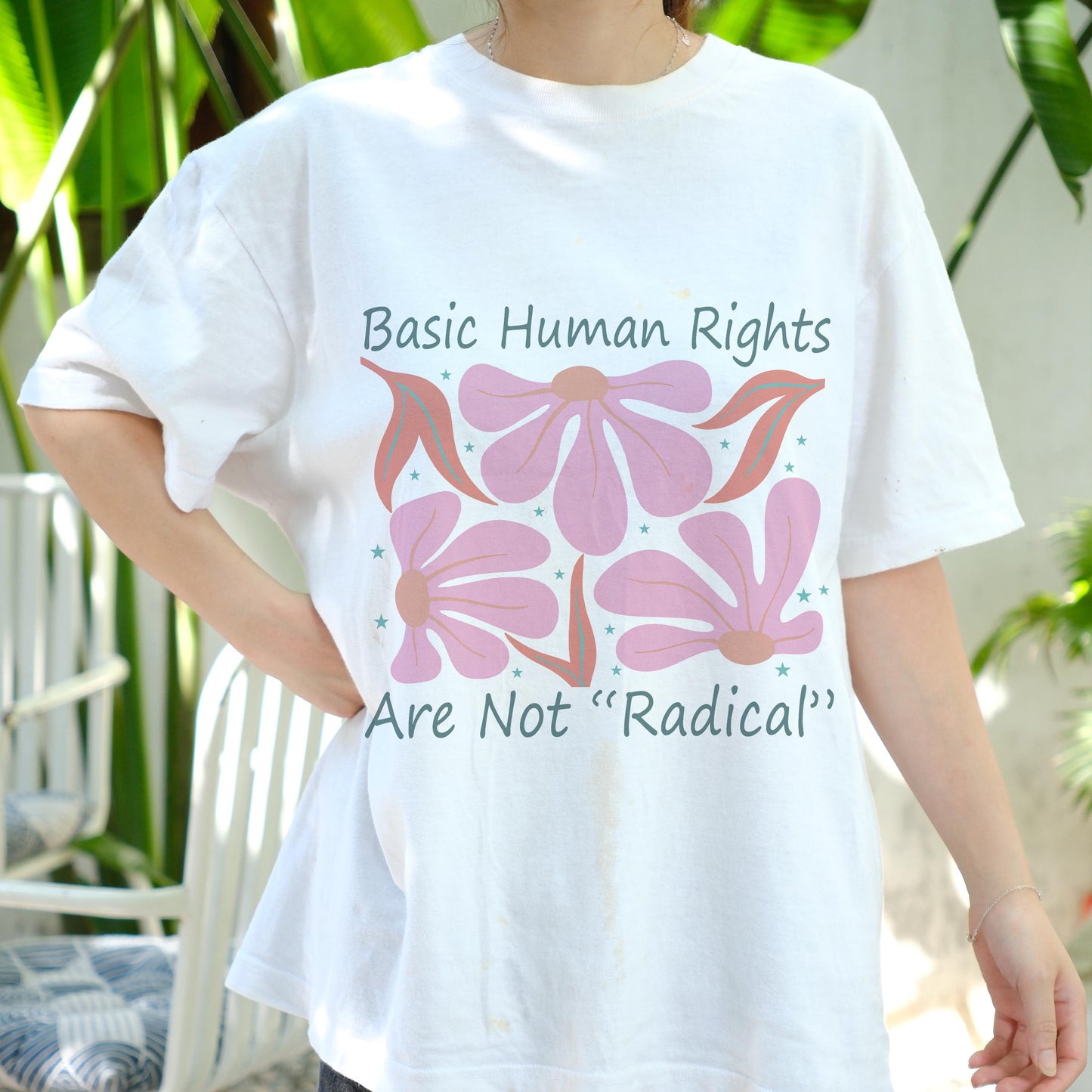 Basic Human Rights Shirt, Feminist Activism Tee, Retro Floral Political T-Shirt, Social Justice Graphic Top, Equality Awareness Gift