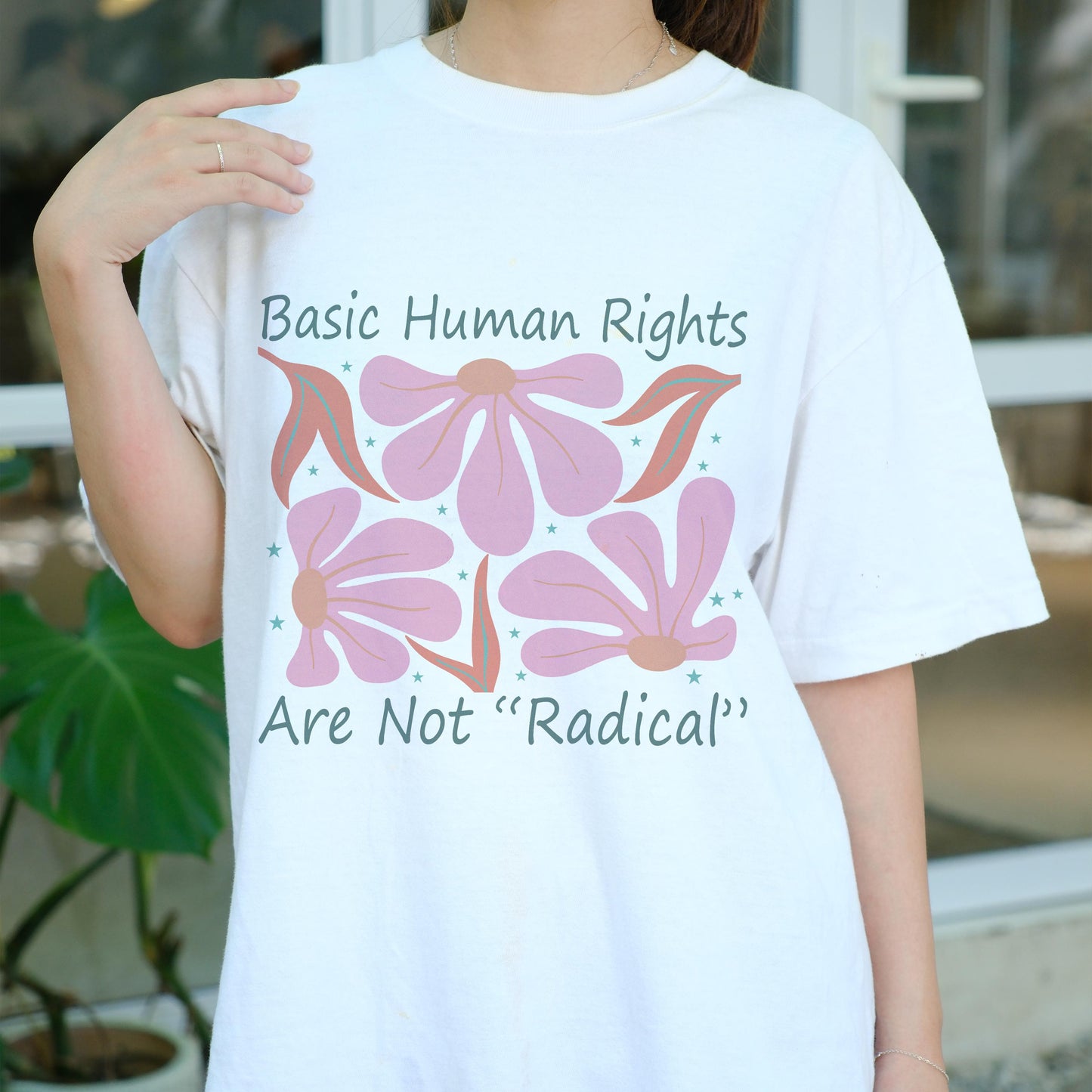Basic Human Rights Shirt, Feminist Activism Tee, Retro Floral Political T-Shirt, Social Justice Graphic Top, Equality Awareness Gift