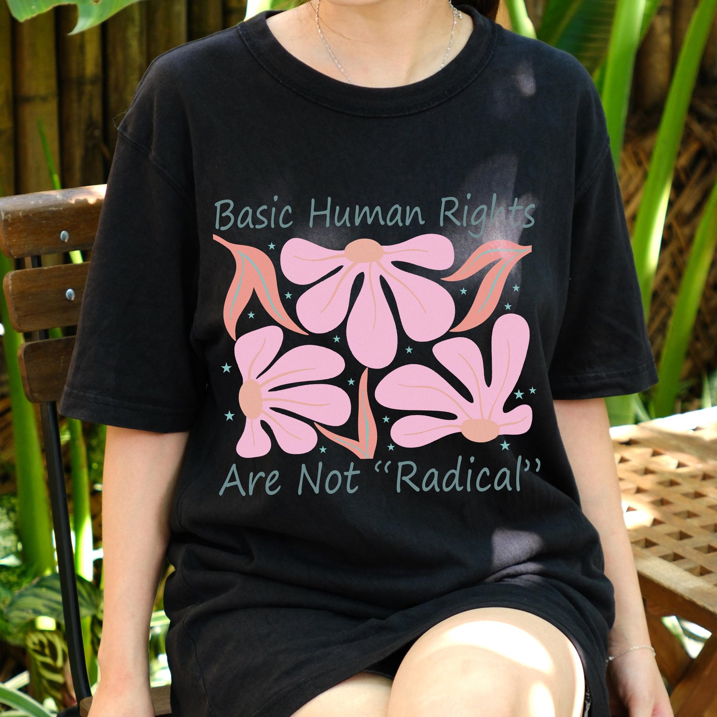 Basic Human Rights Shirt, Feminist Activism Tee, Retro Floral Political T-Shirt, Social Justice Graphic Top, Equality Awareness Gift
