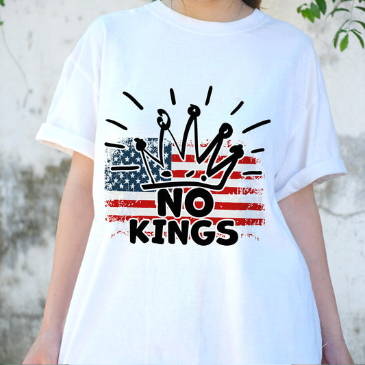 No Kings Shirt, Funny Patriotic USA Tee, American Revolution Graphic T-Shirt, Anti Monarchy Political Top, 4th of July Freedom Shirt