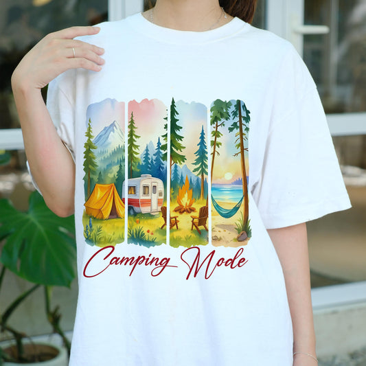 Camping Mode Shirt, Camper T-Shirt, Outdoor Hiking Tee, Nature Lover Top, Adventure Graphic Tee, Summer Camping Gift