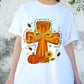 Fall For Jesus Shirt, He Never Leaves Tee, Christian Cross Pumpkin T-Shirt, Autumn Faith Top, Religious Fall Graphic Tee